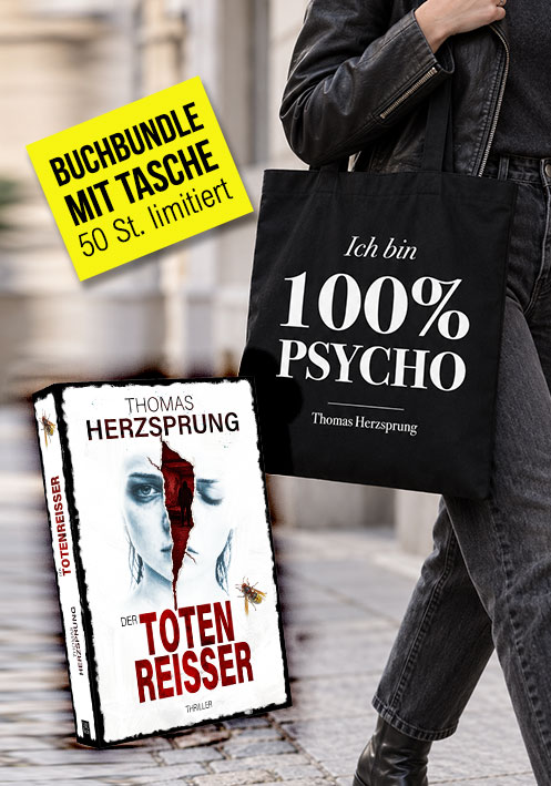 Buchbundle Totenreißer - Signierte Taschenbuchausgabe + Baumwolltasche "100% Psycho"